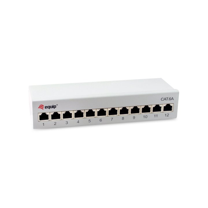 Patch Panel De Sobremesa Equip Cat.6a Apantallado 12 Puertos Color Negro (ral 7035)