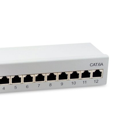 Patch Panel De Sobremesa Equip Cat.6a Apantallado 12 Puertos Color Negro (ral 7035)