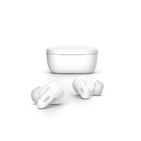 Headset Intrauditivo Bluetooth Belkin Auc006btwh Soundform Flow Con Cancelacion De Ruido Blanco