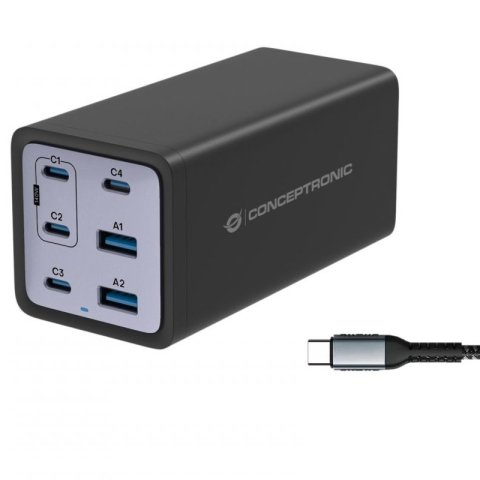Cargador Conceptronic 200w 
Usb-cx4 Usb-ax4 Quickcharge 3.0 Pd 3.1