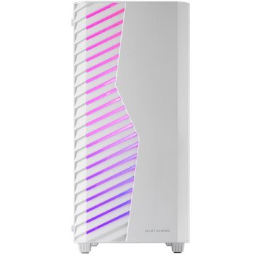 Caja Atx Semitorre Gaming Mars Gaming Mcvolt Ventana Cristal Templado Argb Gpu 327-267mm 2x3.5 2x2.5blanco 2