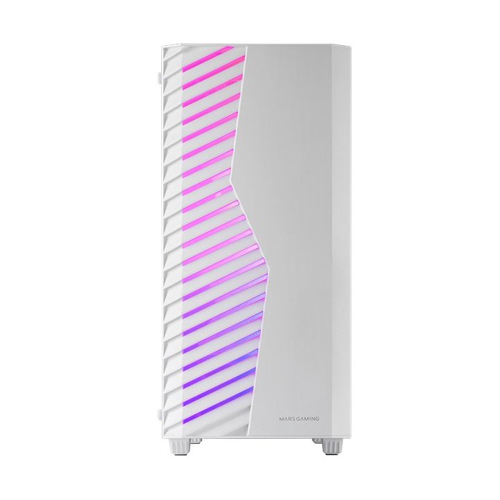 Caja Atx Semitorre Gaming Mars Gaming Mcvolt Ventana Cristal Templado Argb Gpu 327-267mm 2x3.5 2x2.5blanco
