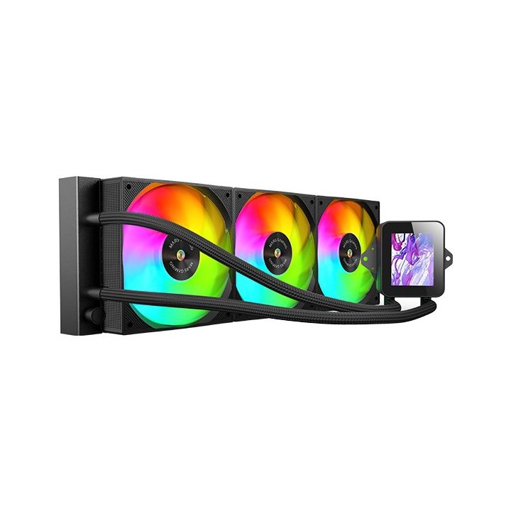 Sistema De Refrigeracion Liquida Mars Gaming Mlvision360 Negro 3x120mm Argb Tpd 500w Pantalla Lcd  Para Procesadores Intel Y 