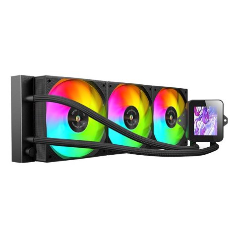 Sistema De Refrigeracion Liquida Mars Gaming Mlvision360 Negro 3x120mm Argb Tpd 500w Pantalla Lcd  Para Procesadores Intel Y 