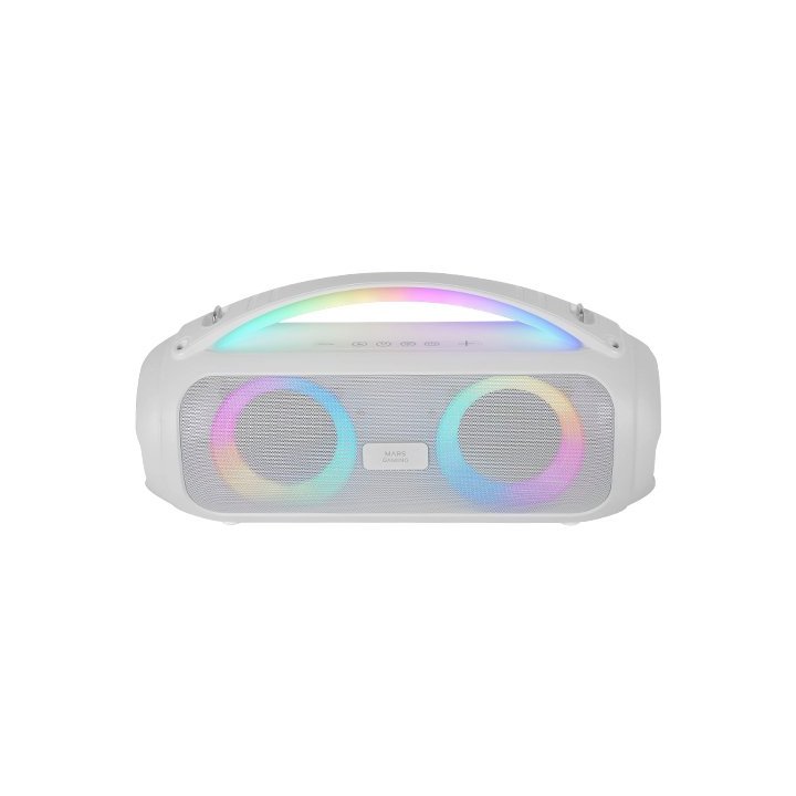 Altavoz Bluetooth Portable Mars Gaming Mspulsew Blanco 50w Ultrabass Rgb Bat. 8h Bt Usb Aux Fm Microsd