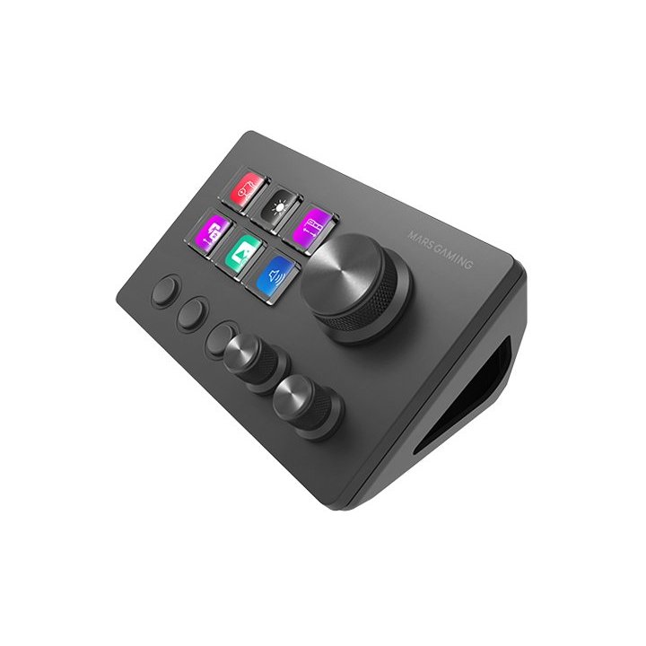 Control Deck Slim Mars Gaming Msdtwo Black 6 Teclas De Acceso Directo Lcd 3 Botones 3 Ruedas Multifuncionales Negro