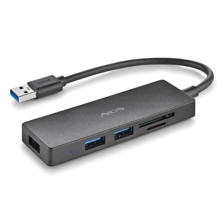 Hub  Usb 3.0 Ngs Ihubreader  Con Lector De Tarjeta Sd Y Micro Sd Y 3 Puertos Usb 3,0 Cable 190mm