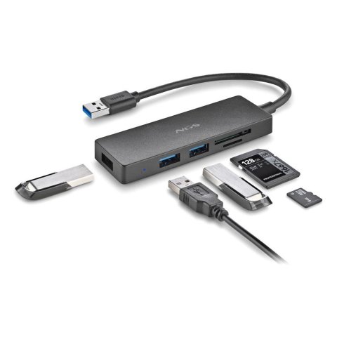 Hub  Usb 3.0 Ngs Ihubreader  Con Lector De Tarjeta Sd Y Micro Sd Y 3 Puertos Usb 3,0 Cable 190mm