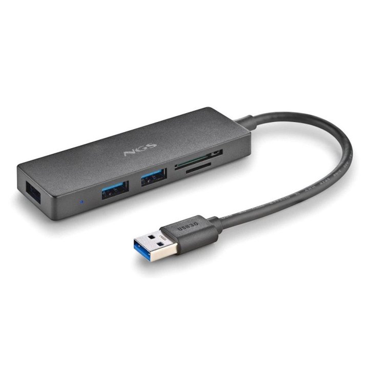 Hub  Usb 3.0 Ngs Ihubreader  Con Lector De Tarjeta Sd Y Micro Sd Y 3 Puertos Usb 3,0 Cable 190mm
