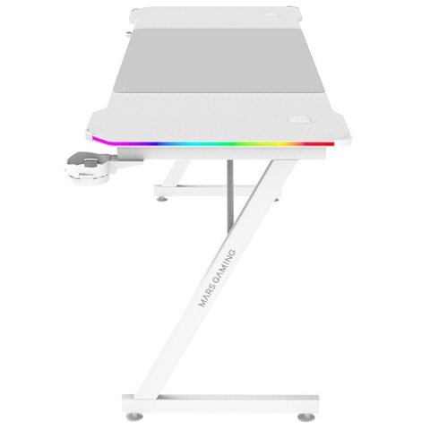 Mesa Mars Gaming Mgdx160rgbw Chasis Acero 160x60x75 Fibra De Carbono Rgb Mando Gestion Cables Blanco