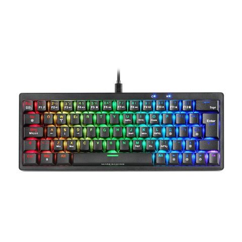 Teclado Mars Gaming Compacto Mkminiprobres Hot-swap Mecanico Switch Marron Rgb Chroma Negro