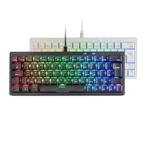 Teclado Mars Gaming Compacto Mkminiproyes Hot-swap Mecanico Switch Amarillo Rgb Chroma Negro