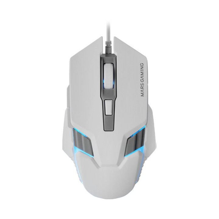 Mouse Mars Gaming Mm024w Rgb Flow 4000 Dpi Ajustable 6 Botones Mecanicos Huano Color Blanco