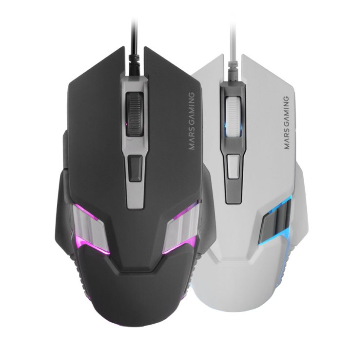 Mouse Mars Gaming Mm024w Rgb Flow 4000 Dpi Ajustable 6 Botones Mecanicos Huano Color Blanco