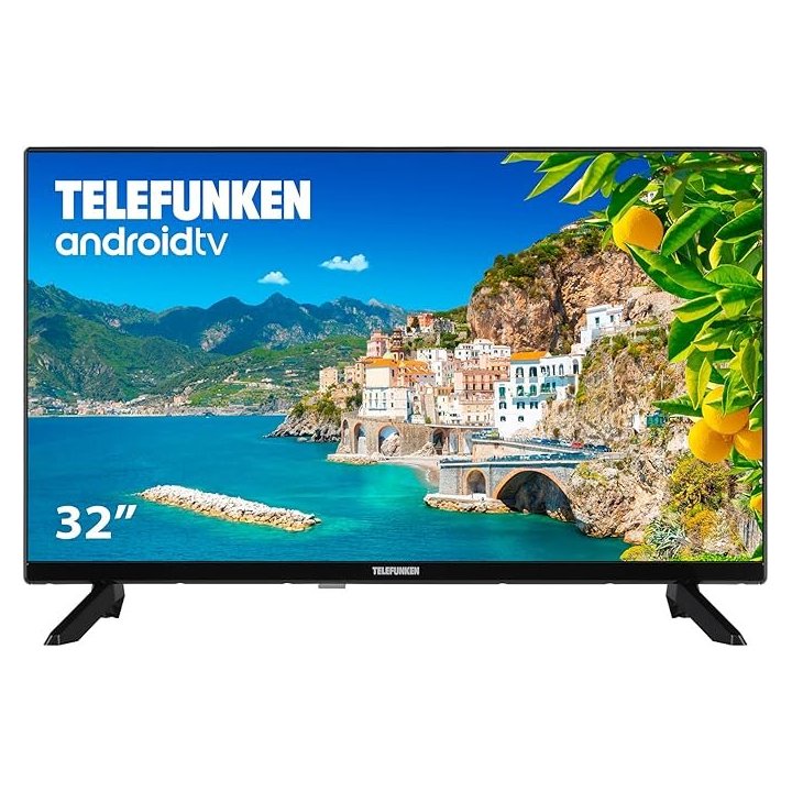 Televisor 32" Telefunken 32dtah724 Smart Tv, Andrid Tv, Sin Marcos, Hdr10, Bluetooth, Chromecast Compatible Con Google Assist