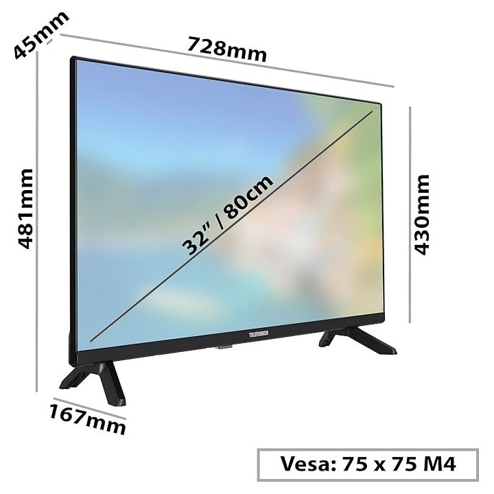 Televisor 32" Telefunken 32dtah724 Smart Tv,...