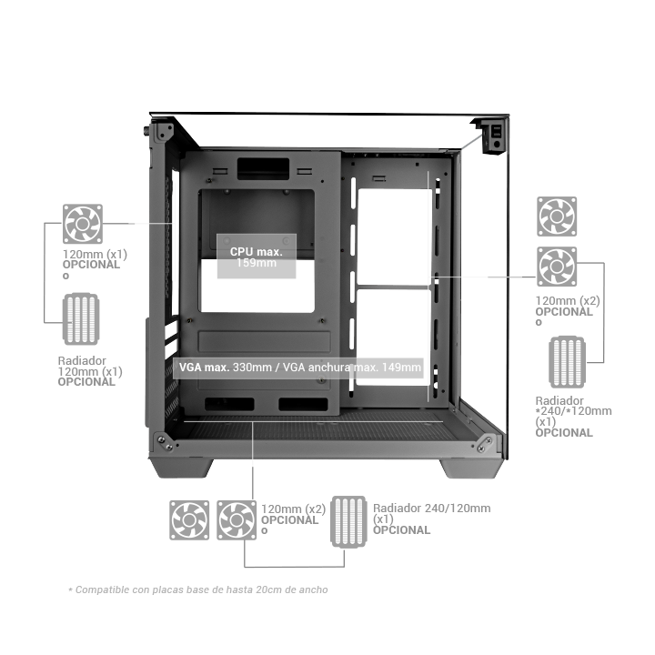 Caja Microatx Gaming Mars Gaming Mcvisionmp...