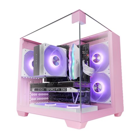 Caja Microatx Gaming Mars Gaming Mcvisionmp Triple Cristal Templado Gpu 330mm 1x3.5 1x2.5 Rosa