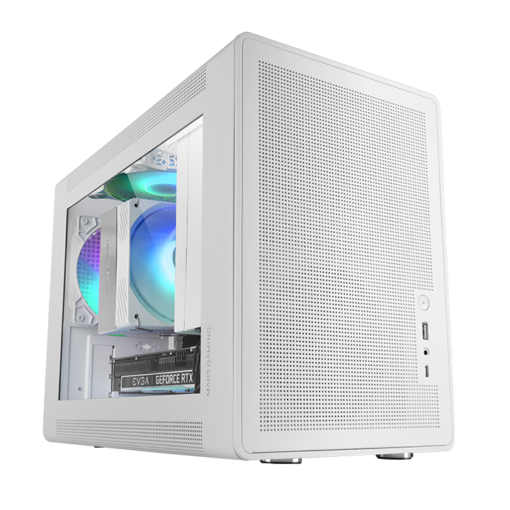 Caja Microatx Mars Gaming Mcxps Cristal Templado Mesh Gpu 280-360mm 1x3.5 2x2.5 Blancocompatible Atx/sfx
