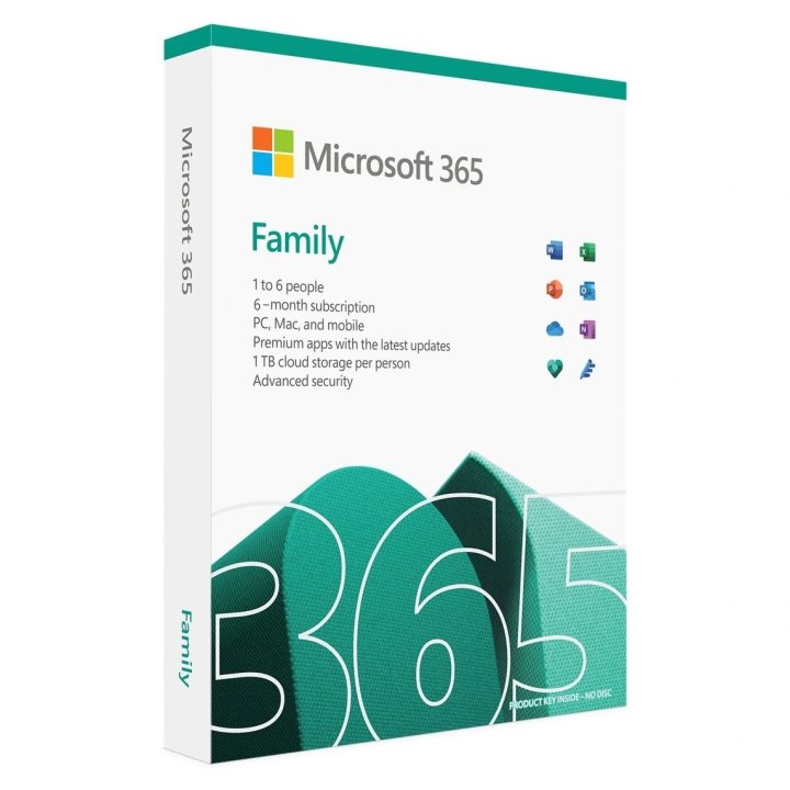 Microsoft 365 Family Español 1 Año Subscripción 6 Usurios En El Mismo Hogar Hasta 5 Dispositivos Por Usuario. Box