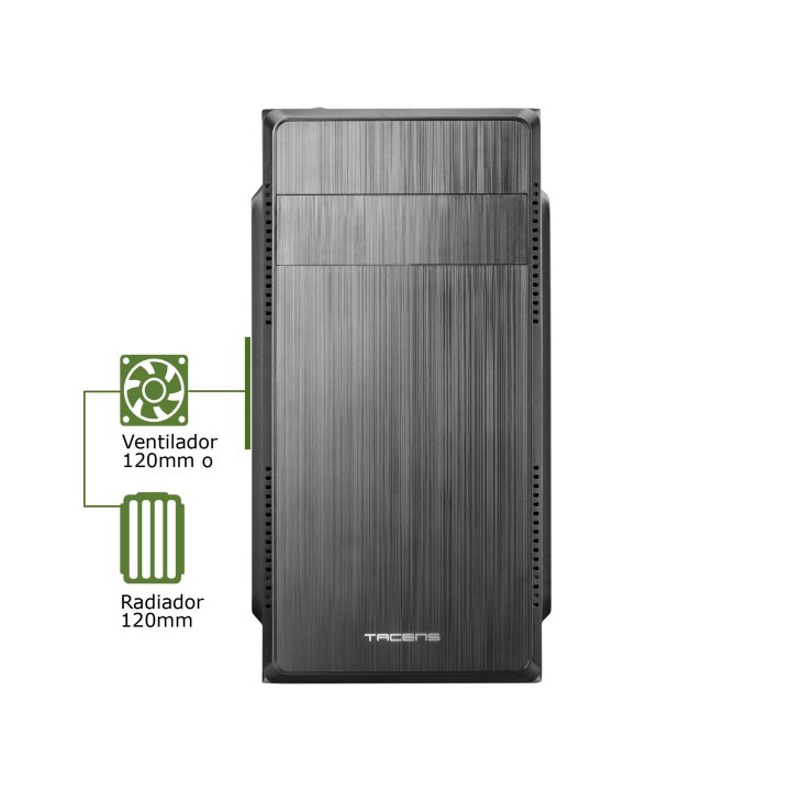 (km0) Caja Microatx Tacens Anima Acm500 Frontal Negro Diseño Alumini Pulido Usb 3.0 Y 2.0 F.a 500w Cash30