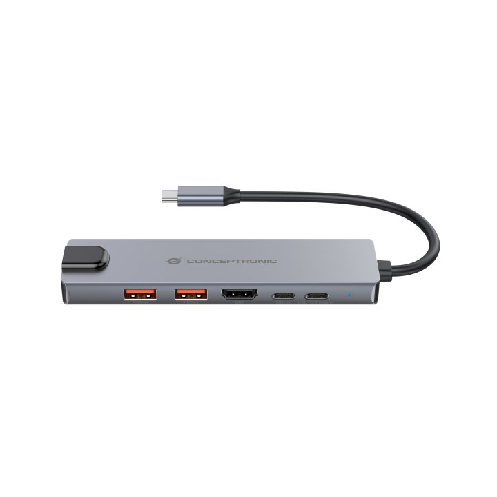 Docking Usb-c 6-in-1 Conceptronic 1xhdmi 4k 2xusb-a  3.1 1xusb-c 2xusb-c Pd140w 1xrj45 Giga