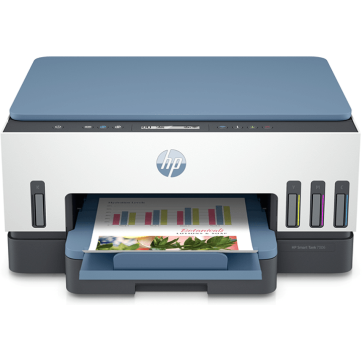 Multifuncion Hp Smart Tank 7006 15/9ppm Wifi / Bluetooth/ Scanner 4800x1200pp Color Azul Gris Blanco