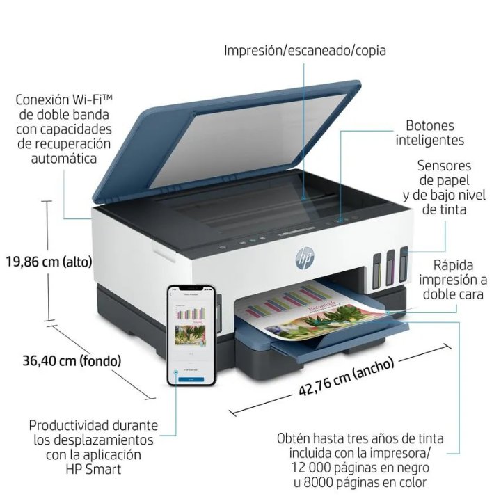 Multifuncion Hp Smart Tank 7006 15/9ppm Wifi /...