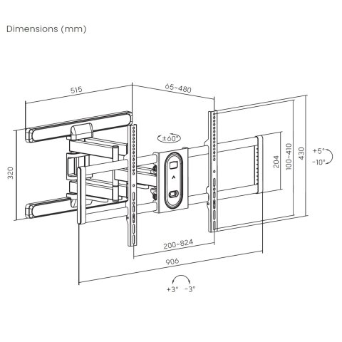 (km0) Soporte De Pared Orientable Equip 650348 Para Pantalla De 43"-100" Max.60kg Vesa Max.800x400 Cash30