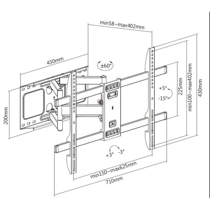 (km0) Soporte De Pared Orientable Equip Para Pantalla De 37"- 80" Doble Brazo Inclinable Y Giratoria Max. Vesa 600x400 Hasta 