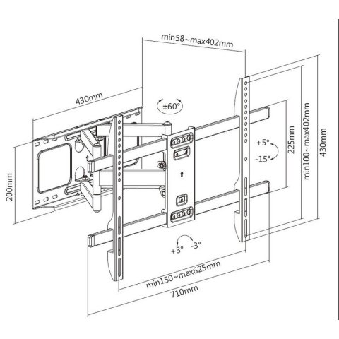 (km0) Soporte De Pared Orientable Equip Para Pantalla De 37"- 80" Doble Brazo Inclinable Y Giratoria Max. Vesa 600x400 Hasta 
