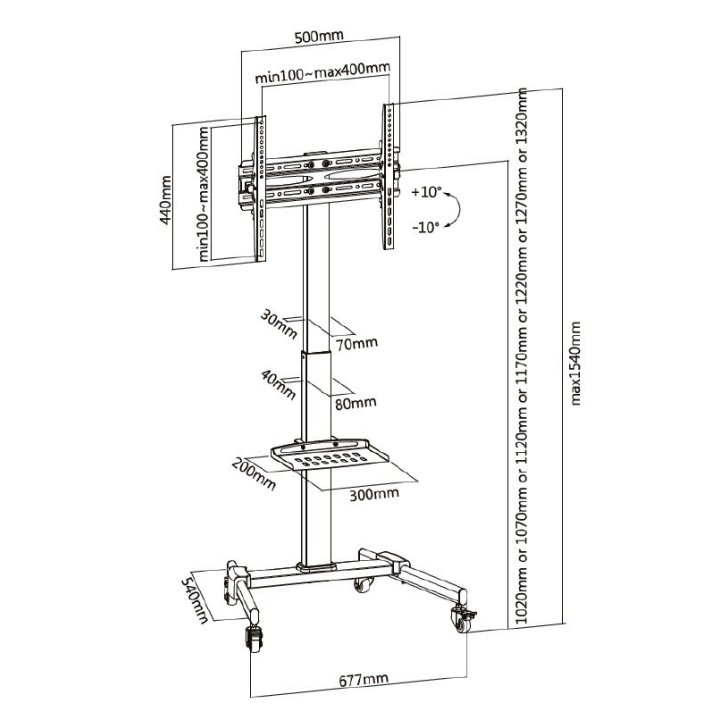 (km0) Soporte De Suelo Con Ruedas Equip Para Pantalla De 32" - 55" Fijo Max. Vesa 400x400 Hasta 35kgcash30