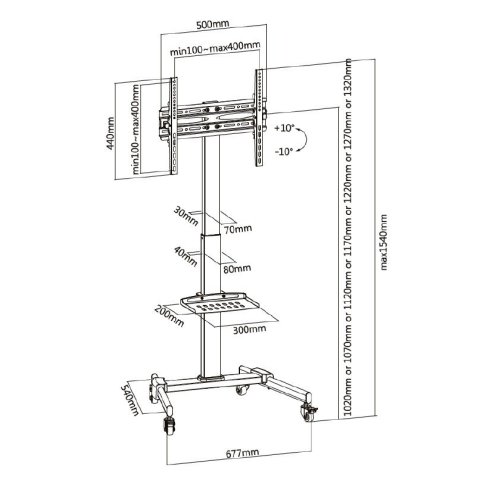 (km0) Soporte De Suelo Con Ruedas Equip Para Pantalla De 32" - 55" Fijo Max. Vesa 400x400 Hasta 35kgcash30