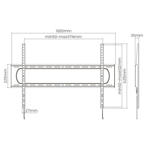 (km0) Soporte De Pared Fijo Equip Para Pantalla 60"- 120" Heavy Duty Max. 120kgs Vesa Max 900x400 Cash30