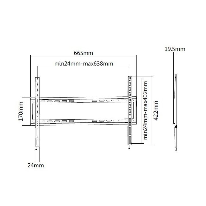 (km0) Soporte De Pared Fijo Equip Para Pantalla 37"- 70" Max. 35kgs Vesa Max 600x400 Cash30