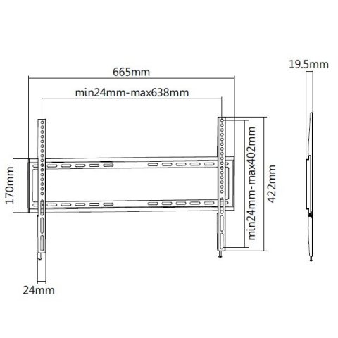 (km0) Soporte De Pared Fijo Equip Para Pantalla 37"- 70" Max. 35kgs Vesa Max 600x400 Cash30