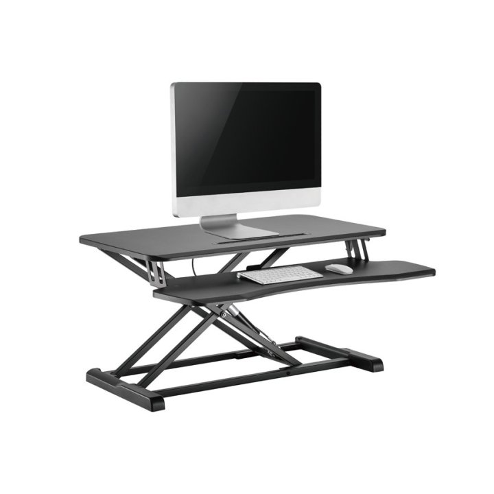 (km0) Stand De Sobremesa Ergonomico Equip 650840 Para Pc   Pantalla Y Teclado Altura Ajustable Cash30