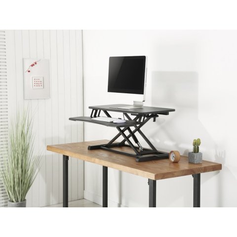 (km0) Stand De Sobremesa Ergonomico Equip 650840 Para Pc   Pantalla Y Teclado Altura Ajustable Cash30