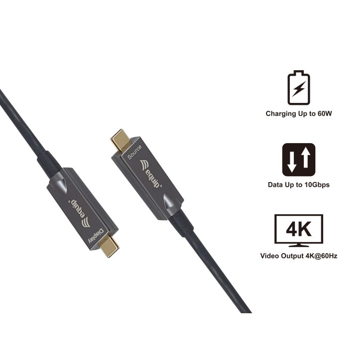 Cable Usb-c Activo Optico Equip 60w 4k 10gbps 5m