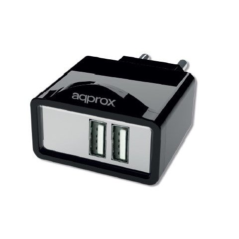 Cargador De Pared Approx Para Red Domestica Dos Usb 5v 2.1a Color Negro Incorpora 7 Tips - Oferta_moving