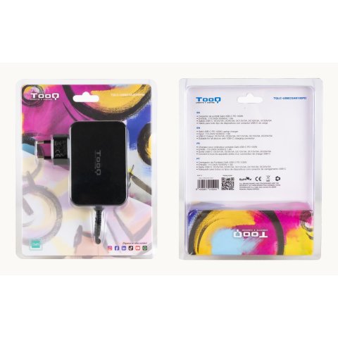 Cargador De Pared Tooq Tqlc-usbcgan100pd Usb-c Pd 100w Con Sistema Gan Color Negro