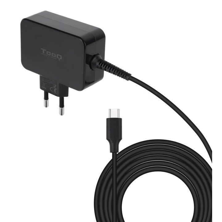 Cargador De Pared Tooq Tqlc-usbcgan45pd Usb-c Pd 45w Con Sistema Gan Color Negro