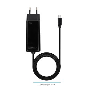 Cargador De Pared Tooq Tqlc-usbcgan65pd-c Usb-c Pd 65w Con Sistema Gan Color Negro Cubico 2