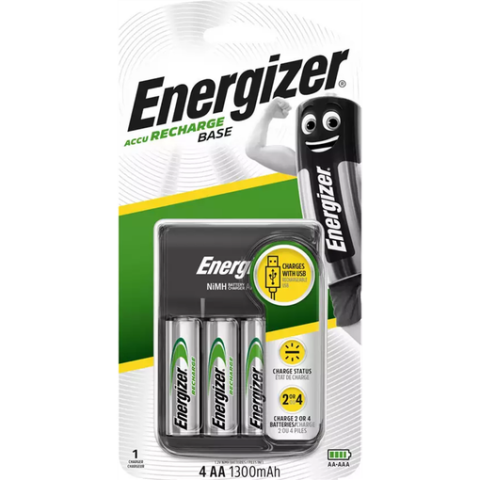 Cargador Pilas Recargable Energizer Power Plus 4 Pilas Hr6 Aa 1300mha Incluidas (ecotasas Incluidas)