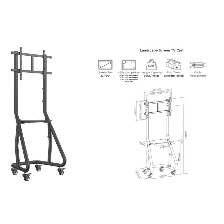 Soporte De Suelo Con Ruedas Equip Para Pantalla...