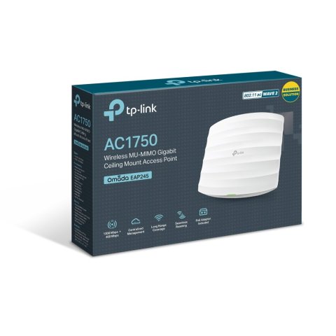 Punto De Acceso Interior Wifi Tp-link Eap245 Ac1750 450mb En 2,4ghz Y 1300mb En 5ghz 1xpto Giga Montaje En Techo Y Pared Poe 