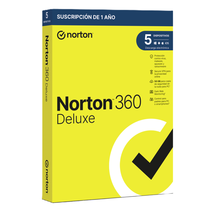 Norton 360 Deluxe 50gb Es 1 User 5 Device 12mo Box