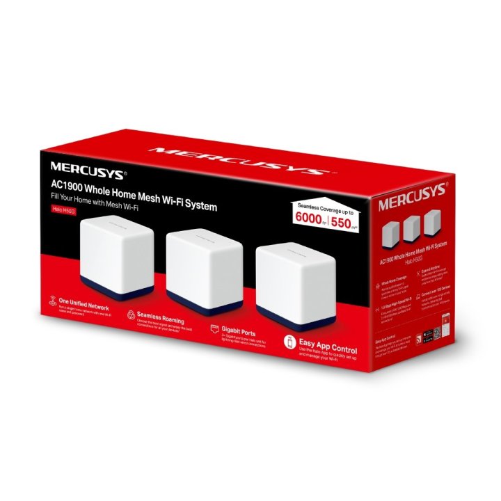 Punto De Acceso Interior Mesh Wifi 5 Mercusys Halo H50g (3-pack) Kit De Tres Puntos De Acceso Interior Mesh Con Red Wifi Ac19
