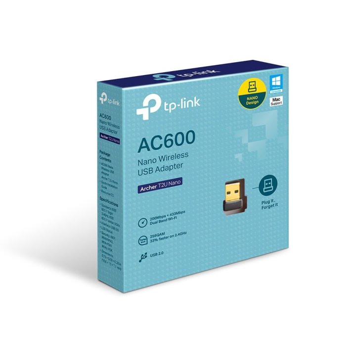 Usb Wifi Dualband Tp-link Archer T2u Tamaño Nano Ac600 150mb En 2,4ghz Y 433mb En 5ghz