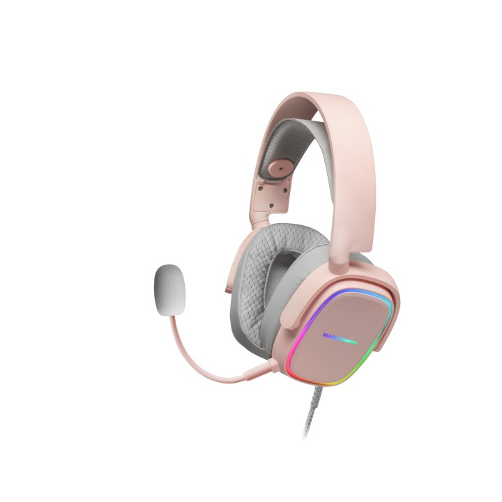 Headset Mars Gaming Mhax Pink Jack 3.5mm Altavoces Hi-fi De 53mm Microfono Extraible Iluminacion Rgb Compatible Ps4, Xbox, Sw